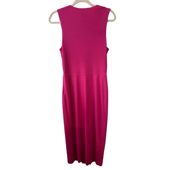 Anne Klein Fuchsia V Neck Sleeveless Twist Dress - Picture 3 of 4